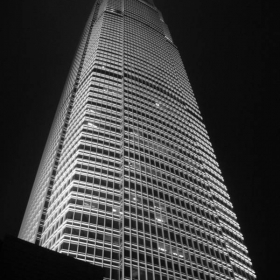 small building by night