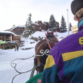 Arriving in the Ski resort in style! on a 