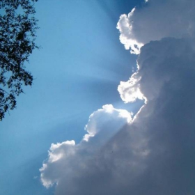 Sunlight shining through clouds