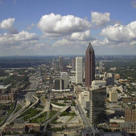 downtown Atlanta, GA - air view from WESTIN