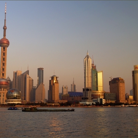 ..Sunset over Shanghai's skyline..