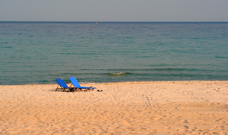 The beach...