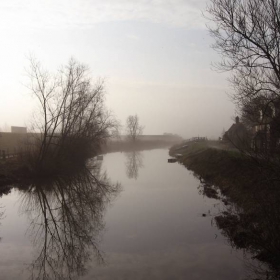 Misty morning in Cambridgeshire, England