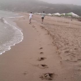 Jogging on the beach