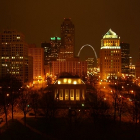 downtown Saint Louis at night