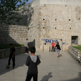 Kids playing football in Dubrovnik