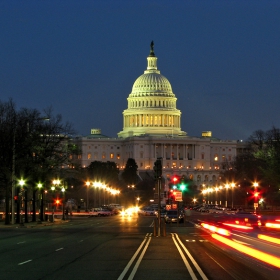 US Capitol at dusk