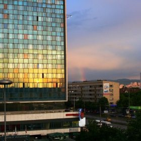 Rainbow at sunset