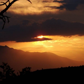 Sunset over Rodopi mountain (leshten)