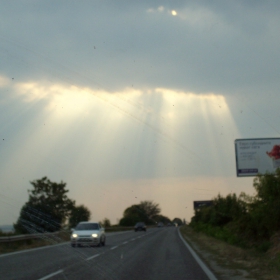 when god descends from heaven.... [stay safe in a car !!! ]