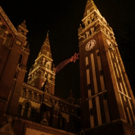 The cathedral in Szeged at night