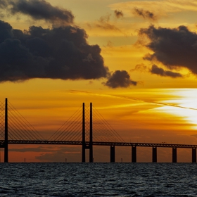 Sunset over the Copenhagen - Malmö bridge...