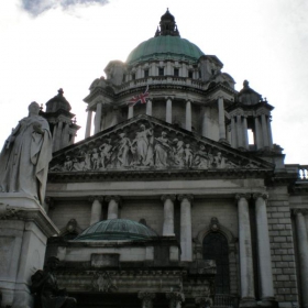 Belfast, North Ireland - the city-hall and Queen Victoria