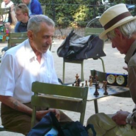 Parisians playing Chess