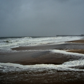 10.09.2009 Ocean City, MD, USA Океана при атмосферни условия близки до ураган