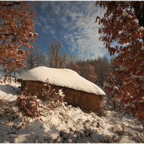 Слама, сняг и листа