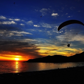 Paragliding sunset