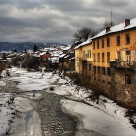 along the river