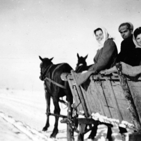 ... а така пътувахме в големия сняг.. Помня това време, а това е снимка от 1950 на пътя между плевенските села Садовец и Телиш