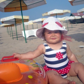 Showing off on the beach