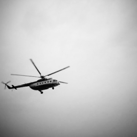 Хиликоптера на Гражданска Защита по време на режима на тока - Слънчев Бряг