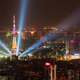 Guangzhou- Fushan, the TV tower light show