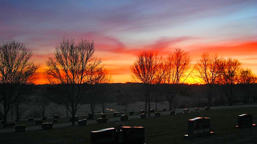 Cemetery at sunset