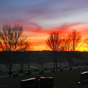 Cemetery at sunset