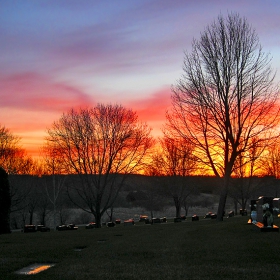 Cemetery at sunset