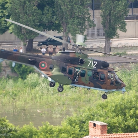 AS-532AL ниско над коритото на р. Марица в Пловдив