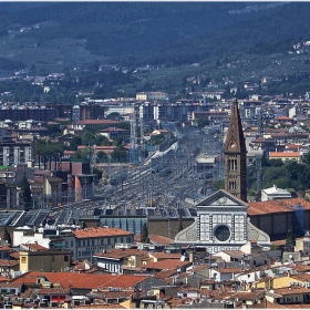 Santa Maria Novella Train Station аnd Basilica of Santa Maria Novella, Florence, Italy