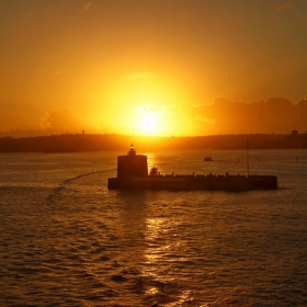 Sydney Harbour entrance Lighthouse at sunrise 