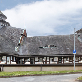 Панорама от 3 хоризонтални снимки: Kurmittelhaus Bad Münster am Stein- Ebernburg, Germany