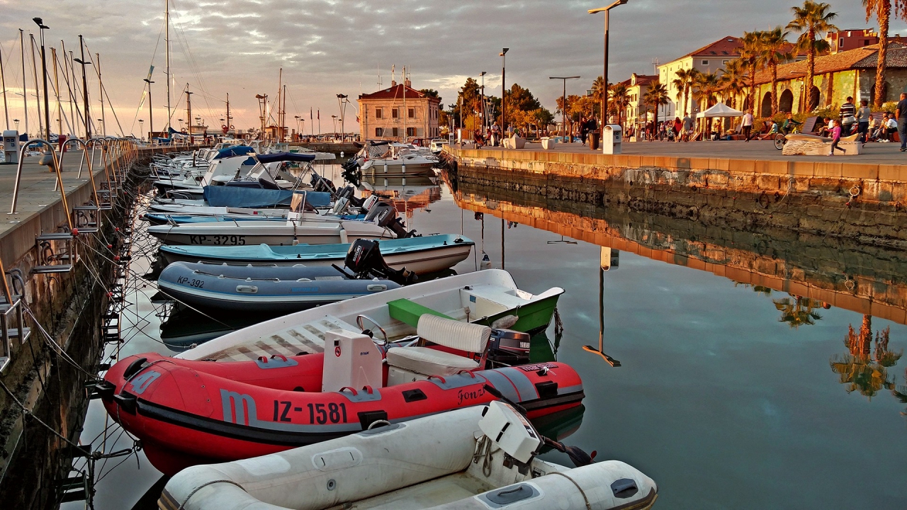 Sunset over Koper's Yacht Marina