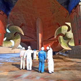 Under the propellers blades...