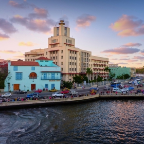 Sunset over Havana seasite bulevard