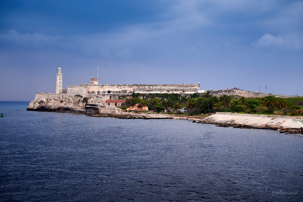 Morro Castle Lighthouse at sunset blue