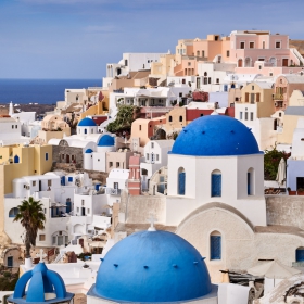 Santorini's blue domed churches...