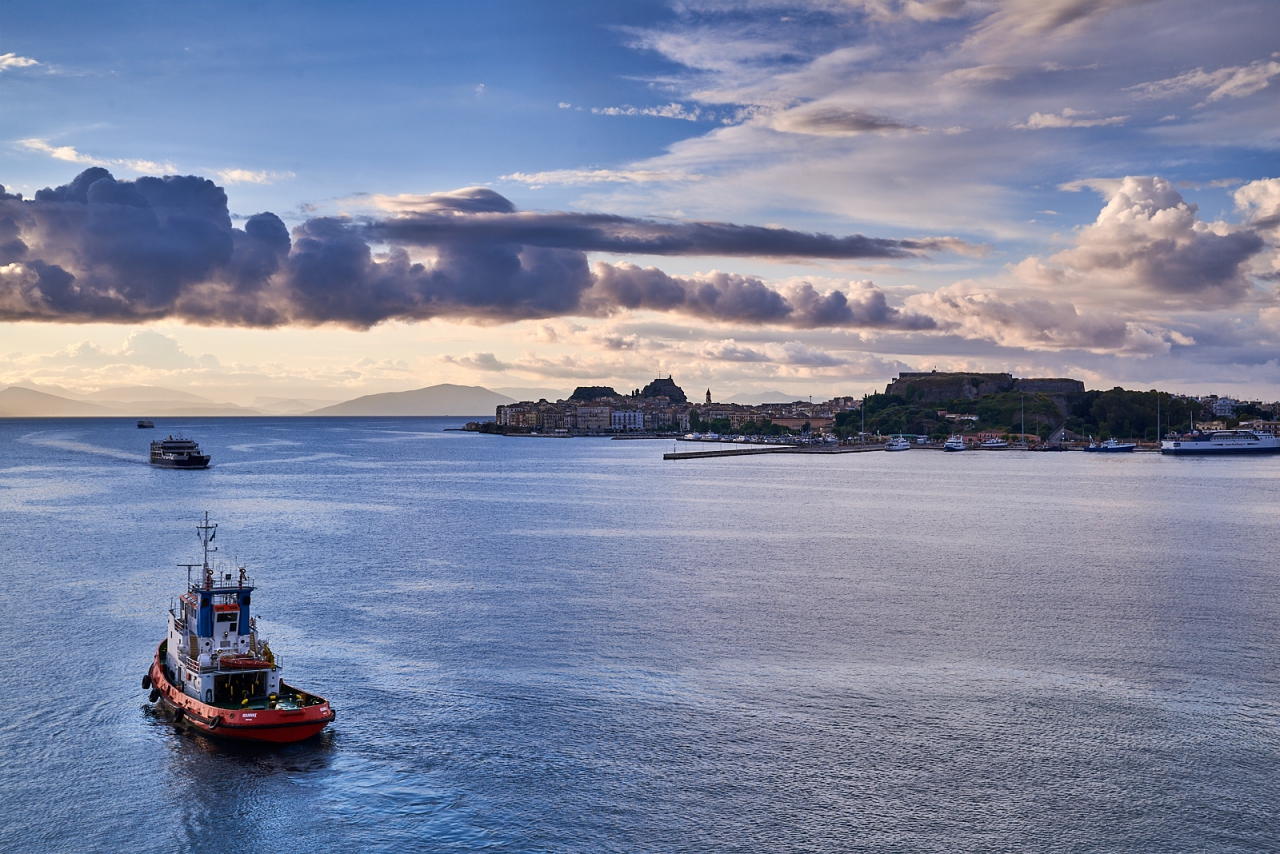 Kerkyra's morning blue...