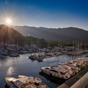 Sunrise over the yacht marina