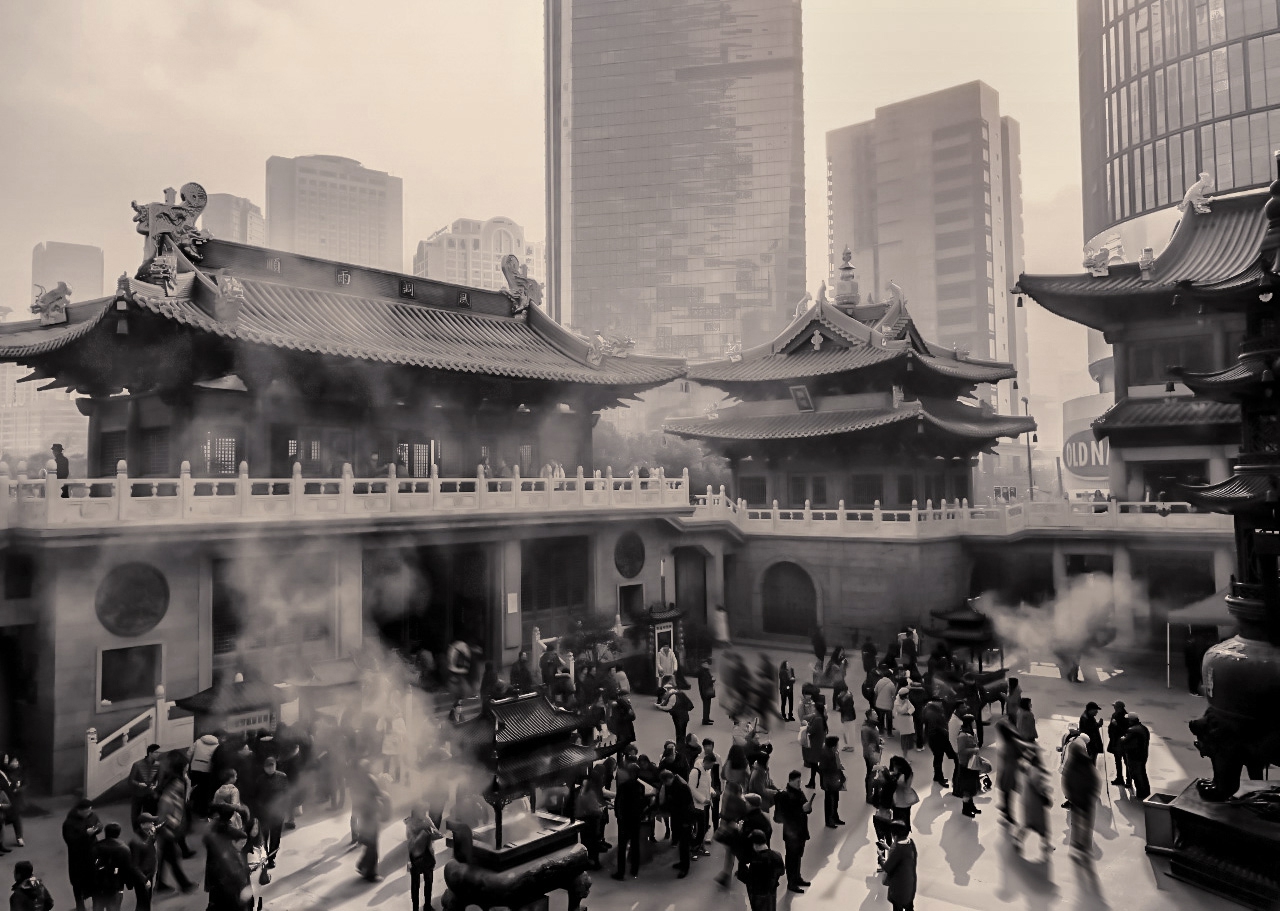 Burning Sandalwood Incense Sticks. Jade Buddha Temple. Shanghai