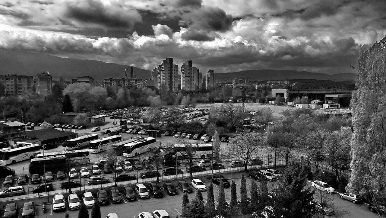 Urban environment in black and white