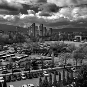 Urban environment in black and white