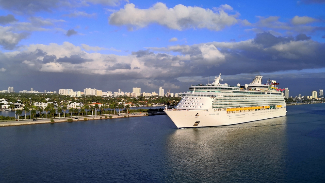 Navigator of the seas entering Miami port