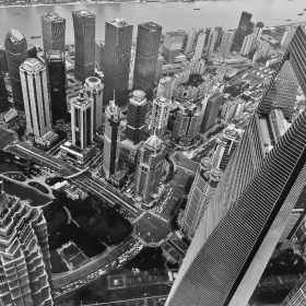 1,800ft Under. LuJiaZui, JinMao, WFC Tower. View from Shanghai Tower