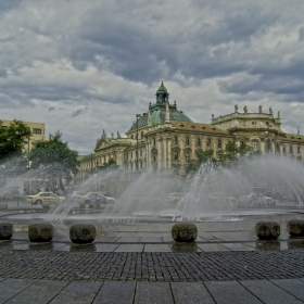 Munich - Water fountain in front of the Justizpalast