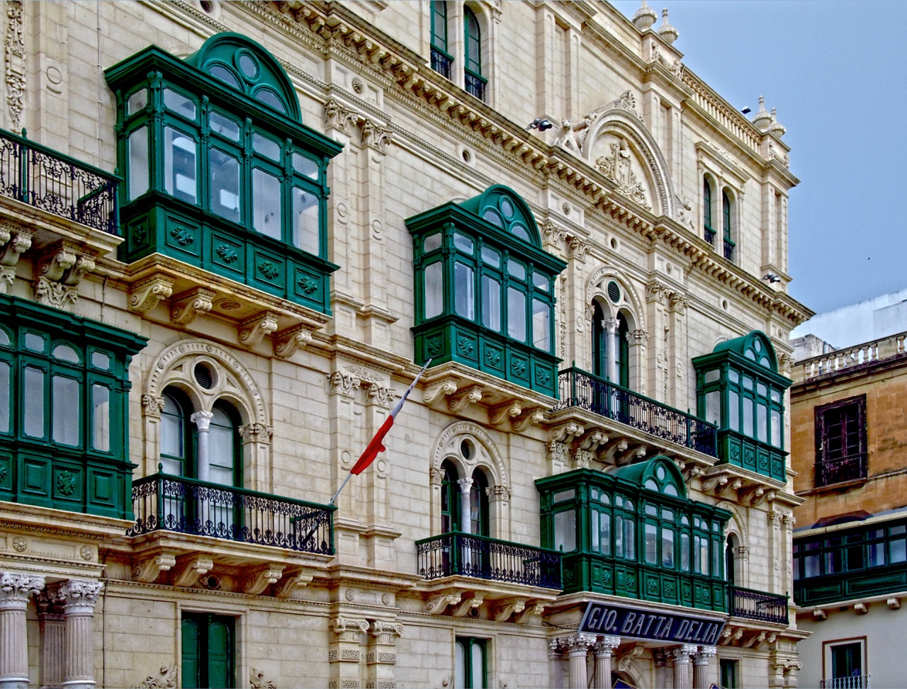 Valletta - Maltese balconies in green