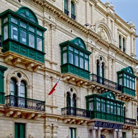 Valletta - Maltese balconies in green